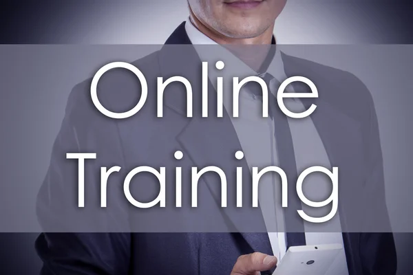 Online Training - Young businessman with text - business concept — Stock Photo, Image