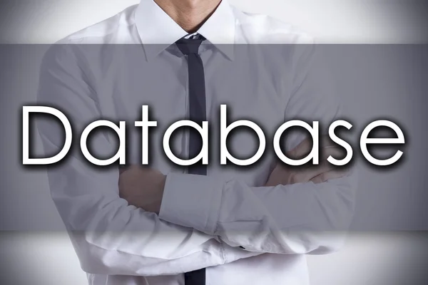 Datenbank - Jungunternehmer mit Text - Geschäftskonzept — Stockfoto