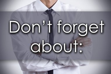 Hakkında unutmayın: - metin ile genç işadamı - iş c