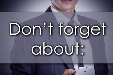 Hakkında unutmayın: - metin ile genç işadamı - iş c