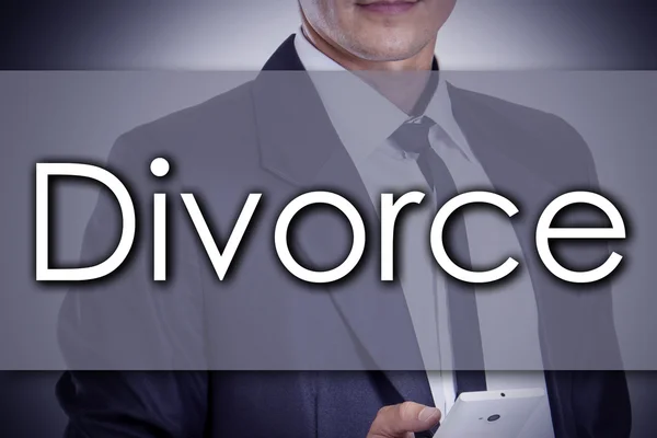 Divorce - Jeune homme d'affaires avec texte - concept d'entreprise — Photo