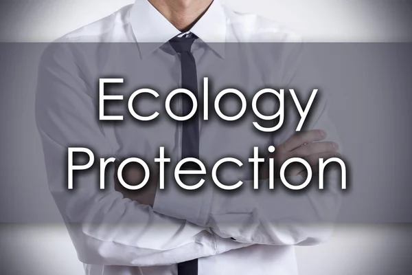 Ecology Protection - Young businessman with text - business conc — Stock Photo, Image