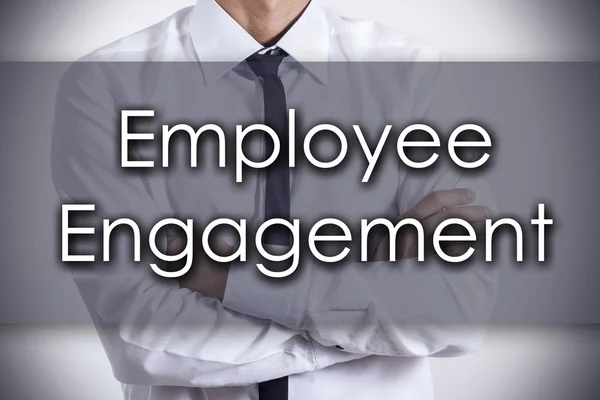 Employee Engagement - Jovem empresário com texto - business con — Fotografia de Stock