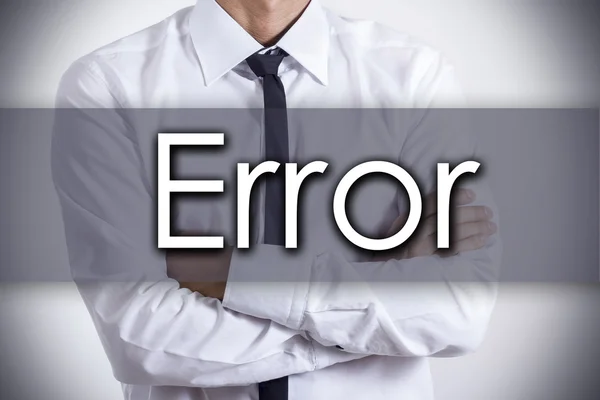 Error - Young businessman with text - business concept — Stock Photo, Image