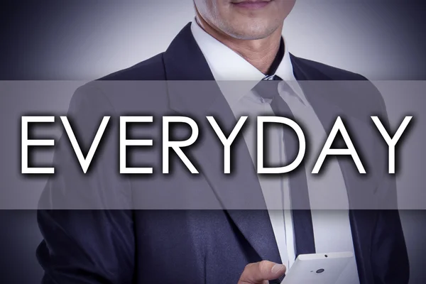 EVERYDAY - Young businessman with text - business concept — Stock Photo, Image