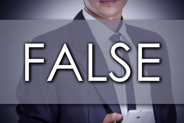 FALSE - Giovane imprenditore con testo - concetto di impresa — Foto Stock