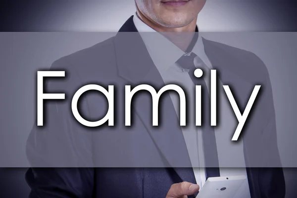 Familj - ung affärsman med text - affärsidé — Stockfoto