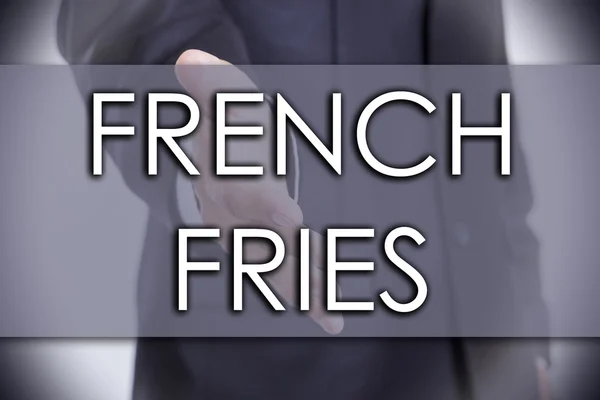 Pommes frites - affärsidé med text — Stockfoto