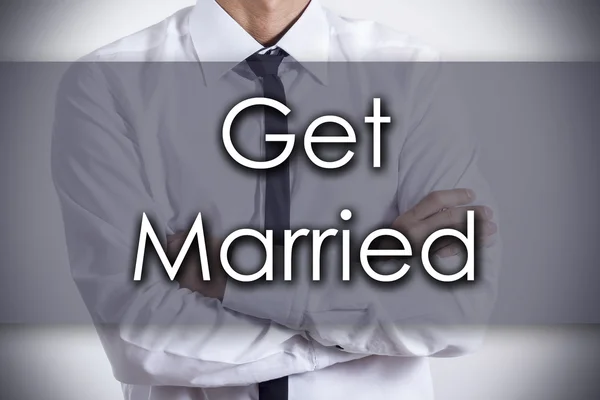 Heiraten - Jungunternehmer mit Text - Geschäftskonzept — Stockfoto