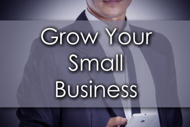 Senin küçük iş - metin ile genç işadamı - işletme büyümek