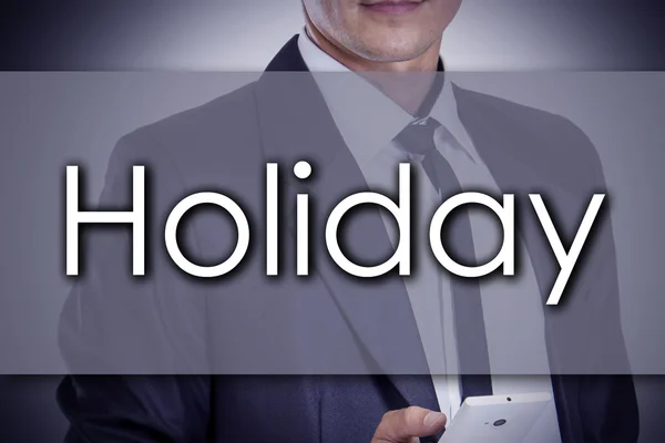 Holiday - fiatal üzletember szöveggel - üzleti koncepció — Stock Fotó