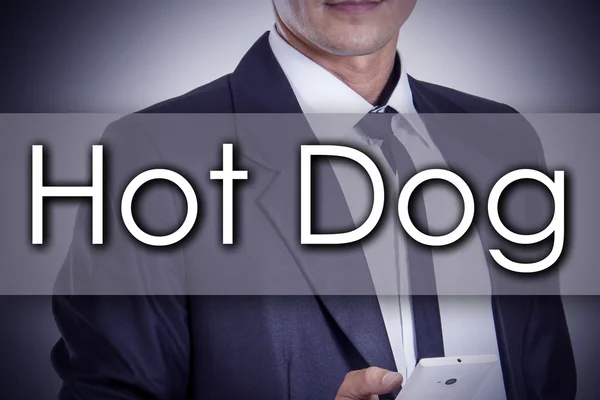 Hot Dog - Joven empresario con texto - concepto de negocio —  Fotos de Stock
