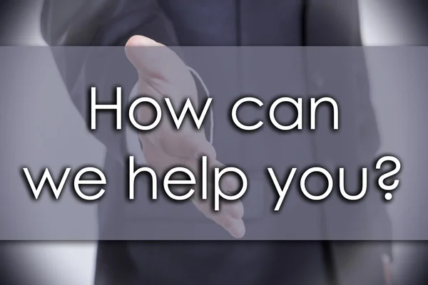 Hogyan segíthetünk? -üzleti koncepció, szöveg — Stock Fotó