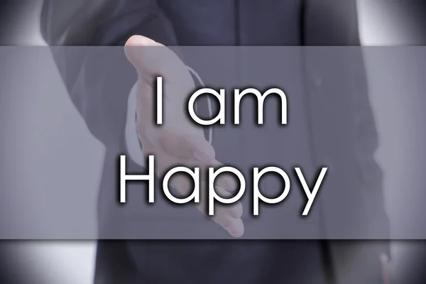 Jag är Happy - affärsidé med text — Stockfoto