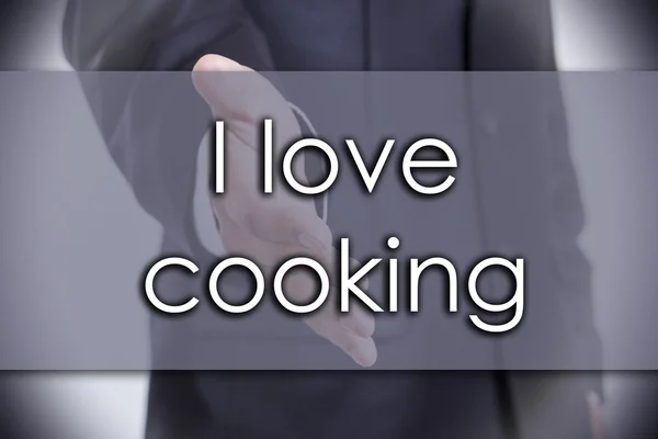 Uwielbiam gotować - koncepcja biznesowa z tekstem — Zdjęcie stockowe