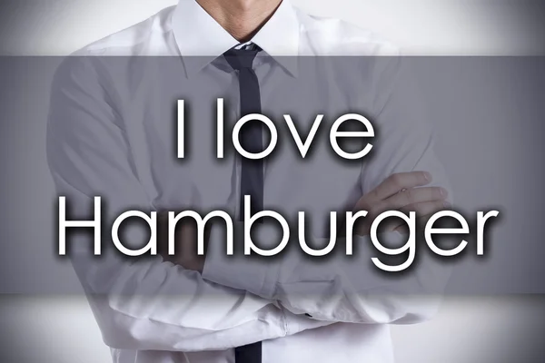 Ben Hamburger - metin ile genç işadamı - iş concep seviyorum — Stok fotoğraf