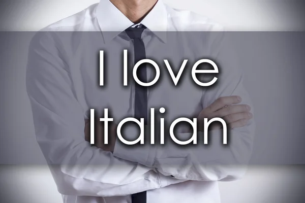 I love Italian - Young businessman with text - business concept — Stock Photo, Image