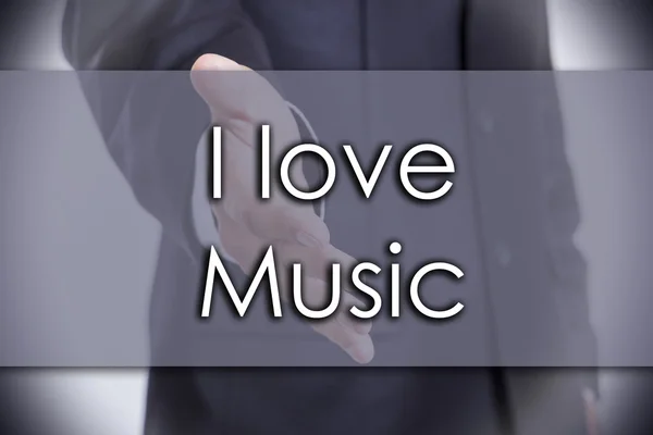 Kocham muzykę - koncepcja biznesowa z tekstem — Zdjęcie stockowe