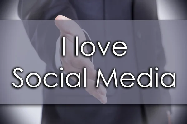 Amo i Social Media - concetto di business con testo — Foto Stock