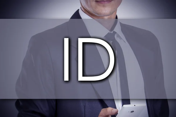 ID - ung affärsman med text - affärsidé — Stockfoto