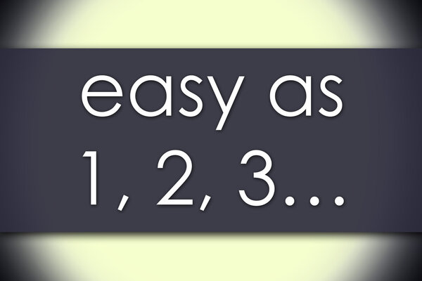 Легко как 1, 2, 3... - бизнес-концепция с текстом
