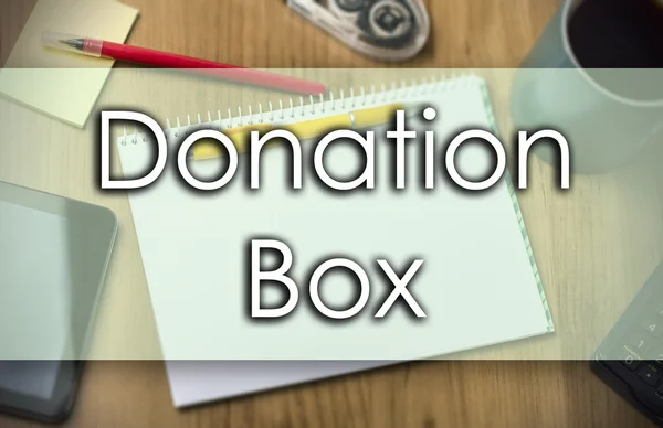 Caixa de doação - conceito de negócio com texto — Fotografia de Stock