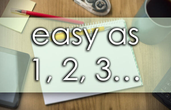 Легко как 1, 2, 3... - бизнес-концепция с текстом
