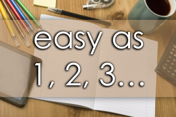Легко как 1, 2, 3... - бизнес-концепция с текстом
