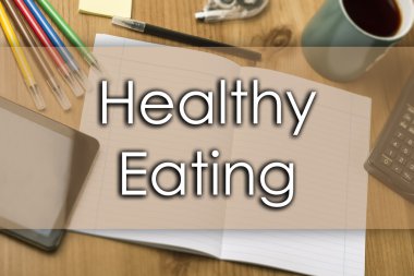 Sağlıklı yeme - metin ile iş kavramı