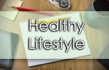 Sağlıklı yaşam - metin ile iş kavramı