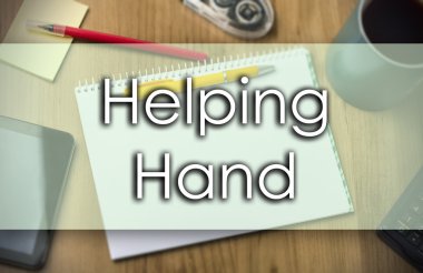 Yardım eli - metin ile iş kavramı
