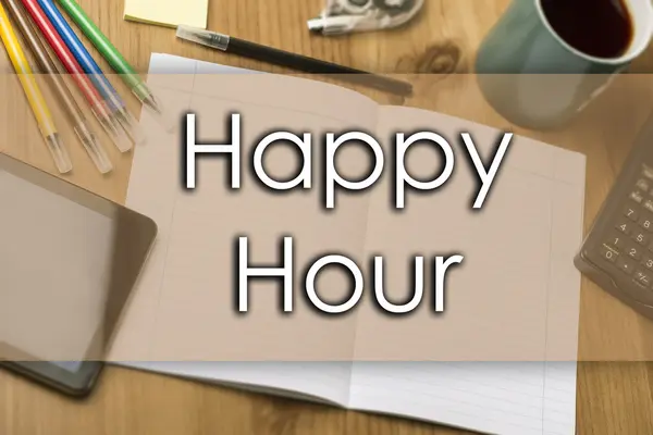Happy Hour - concepto de negocio con texto — Foto de Stock