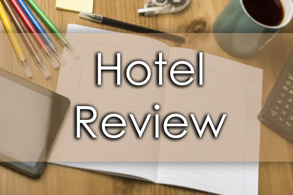 Hotel Review - concept de afaceri cu text — Fotografie, imagine de stoc