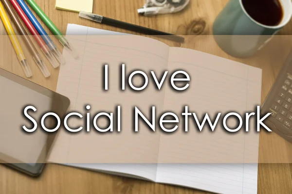 Me encanta Social Network - concepto de negocio con texto — Foto de Stock