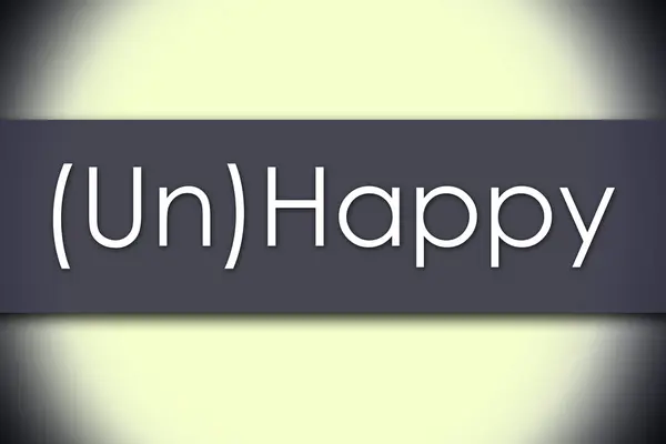(Un) Happy-koncepcja biznesowa z tekstem — Zdjęcie stockowe