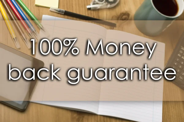 100% гарантия возврата денег - деловая концепция с текстом — стоковое фото