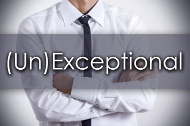 (Un)Exceptional - Metin ile genç işadamı - iş kavramı