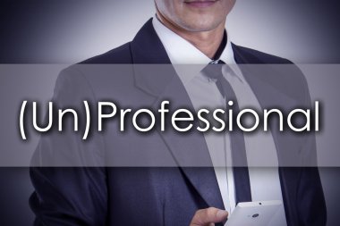 (Un)Professional - Metin ile genç işadamı - iş concep