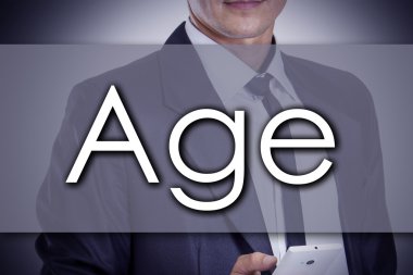 Yaş - metin ile genç işadamı - iş kavramı