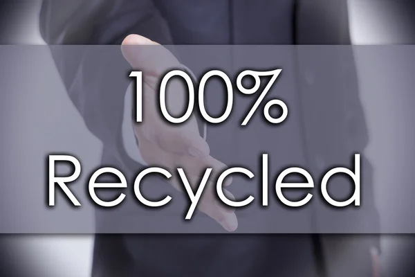 100 % recyklované - obchodní koncept s textem — Stock fotografie