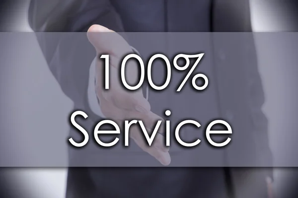 100% сервис - бизнес-концепция с текстом — стоковое фото