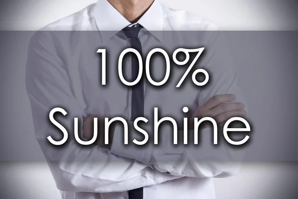 100 % sunshine - mladý podnikatel s textem - obchodní koncept — Stock fotografie