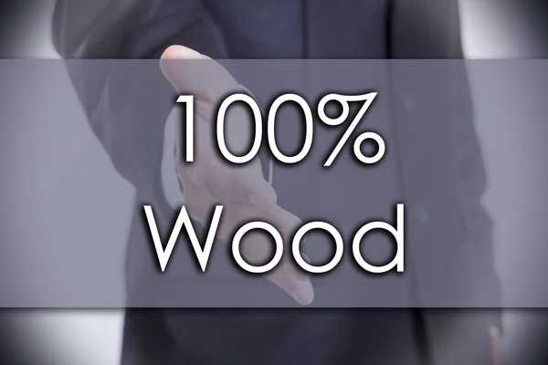 100% Wood - business concept with text — Stock Photo, Image
