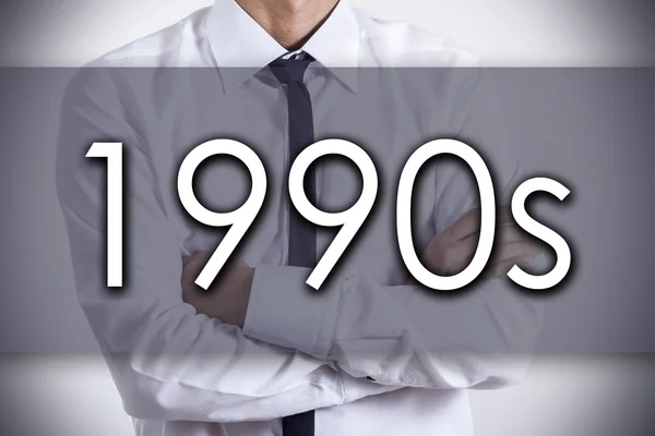1990 - Joven empresario con texto - concepto de negocio — Foto de Stock