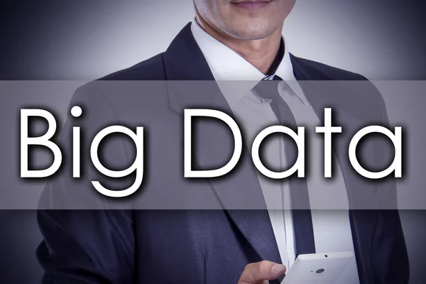 Big Data - Jovem empresário com texto - conceito de negócio — Fotografia de Stock