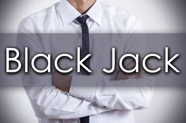 Jack - metin ile genç işadamı - iş kavramı siyah