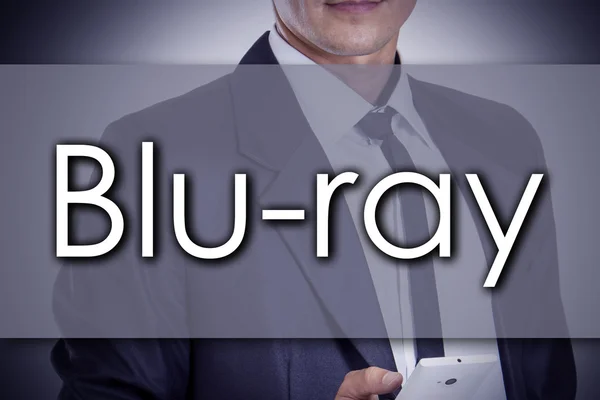 Blu-ray - ung affärsman med text - affärsidé — Stockfoto