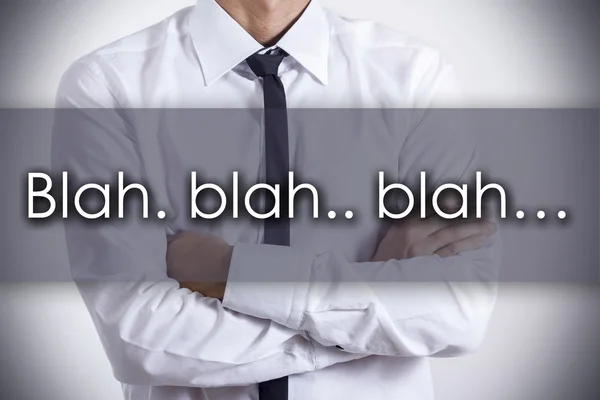 Bla. blah.. blah... - Joven hombre de negocios con texto - co de negocios — Foto de Stock