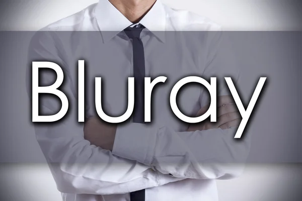 Koncepcja biznesowa BluRay - młody biznesmen z tekstem- — Zdjęcie stockowe