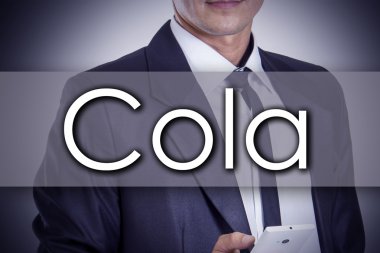 Kola - metin ile genç işadamı - iş kavramı